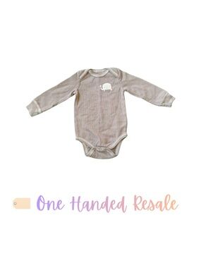 🐘 chick pea Light Grey Long Sleeve Baby One-Piece Bodysuit Onesie Elephant 6-9M